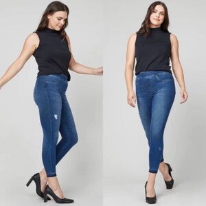 Spanx Distressed Skinny Jean Jegging Denim Blue Stretch Shaping #20203